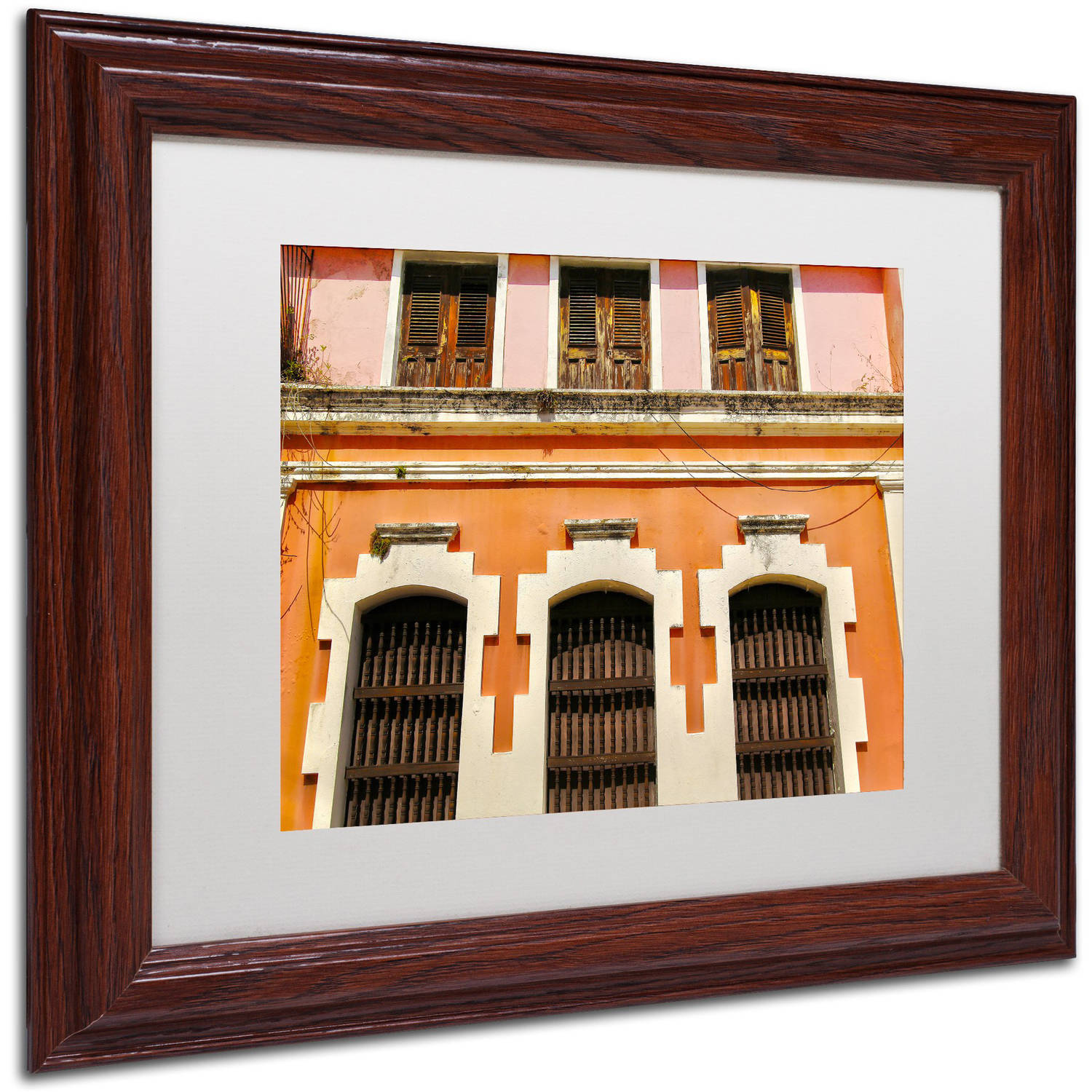 Trademark Fine Art "Old San Juan 12" Canvas Art by CATeyes, White Matte, Wood Frame