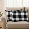 thumbnail image 2 of Black White Plaid Outdoor Waterproof Pillow Covers, Farmhouse Modern Abstract Art Buffalo Decorative Rectangle Throw Pillowcase Sofa Cushion Sham for Patio/Couch/Chair, 20"x12" 2 Pack, 2 of 8