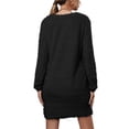thumbnail image 3 of LUXUR Robe Chandail pour Femmes Chandail en Peluche Chandail à Manches Longues Mini Robes Ample en Molleton Noir P, 3 of 4