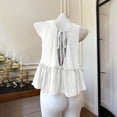 thumbnail image 7 of WRFWUL Women's Deep V Neck Peplum Tank Tops Bow Tie Backless Ruffle Babydoll Flowy Vacation Vest Blouses, 7 of 7