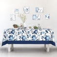 thumbnail image 2 of Blue and White Porcelain Waterproof Fabric Tablecloth,Rectangle Watercolor Wrinkle Oil-Proof Resistant Table Cover for Dining Table, Buffet Parties and Campin,(60" x 84" inch), 2 of 6