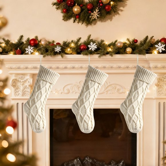 Dvkptbk Polyester Bas en Bas de Noël Décoration de Noël Grandes Chaussettes de Noël pour Décoration Rangement Produits des Fêtes Décorations de Noël