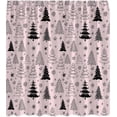 thumbnail image 4 of Christmas Tree Shower Curtain Pink Grey Black Xmas Tree Retro Christmas Tree Snowflake Merry Christmas Pine Pattern New Year Rustic Winter Holiday Fabric Bath Curtain Set with Hook, 4 of 4