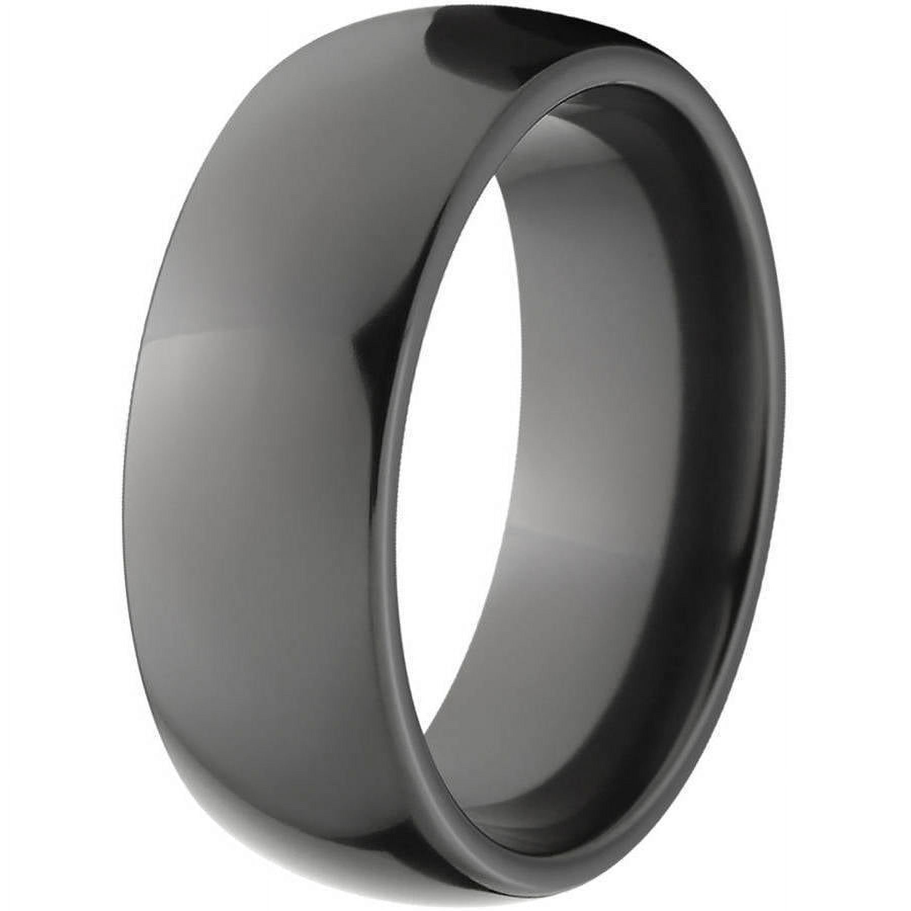 8mm Half-Round Black Zirconium Ring with a High-Polished Finish