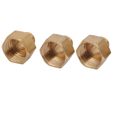 3pcs M22 Female To M14 Male Thread Brass Faucet Adapter Gold Tone
