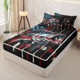 thumbnail image 2 of Castle Fairy Grunge Patriotic Bass Graphic Zipper Full Size Comforter Sets with Fitted Sheet and 2 Pillowcases,USA Flag Fishing Rod Black Background Print Zipper Bedding Set,Reversible,4pcs, 2 of 6