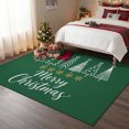 thumbnail image 5 of Merry Christmas Washable Area Rug 9 x 12 ft Rustic White Xmas Tree Snowflakes Green Backdop Soft Non‑Slip Rugs Stain Repellent Indoor Mats for Expansive Great‑Room, Living‑Dining Open Space, 5 of 9