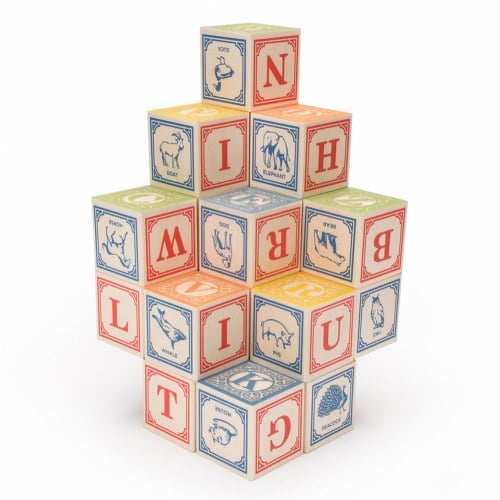 uncle goose classic abc blocks with canvas bag