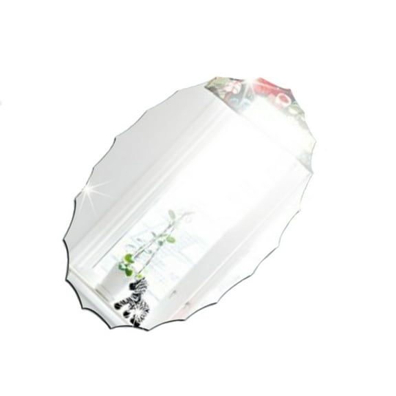 COSMOBETTY Oval Mirror Sticker 1Pack Silver Acrylic Plastic for Car Tiles Glass Furniture