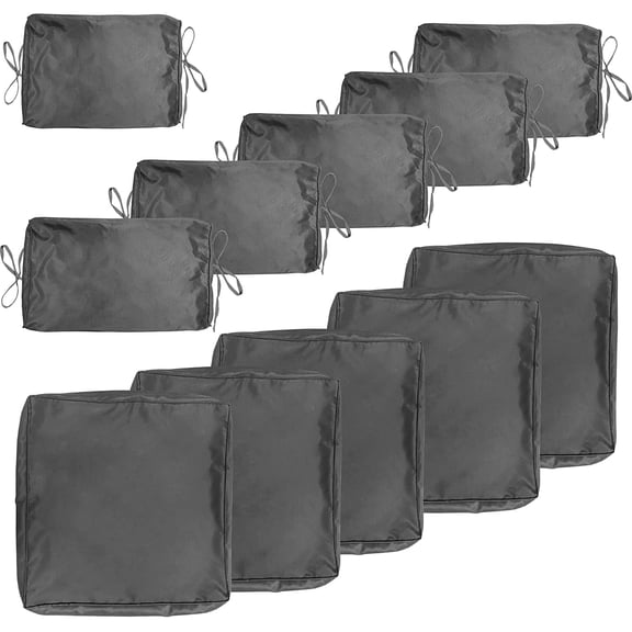 ALAULM Non-Slip Zippered 11-Piece Fabric Outdoor Patio Cushion Replacement Covers, Gray