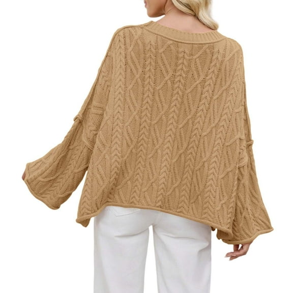 Women Sweaters Fall Outfits for Women Women's Pullover Sweater Casual Knit Top Short Cropped Oversized Pure Color Fall Winter Fashion Turtleneck Soft Comfortable