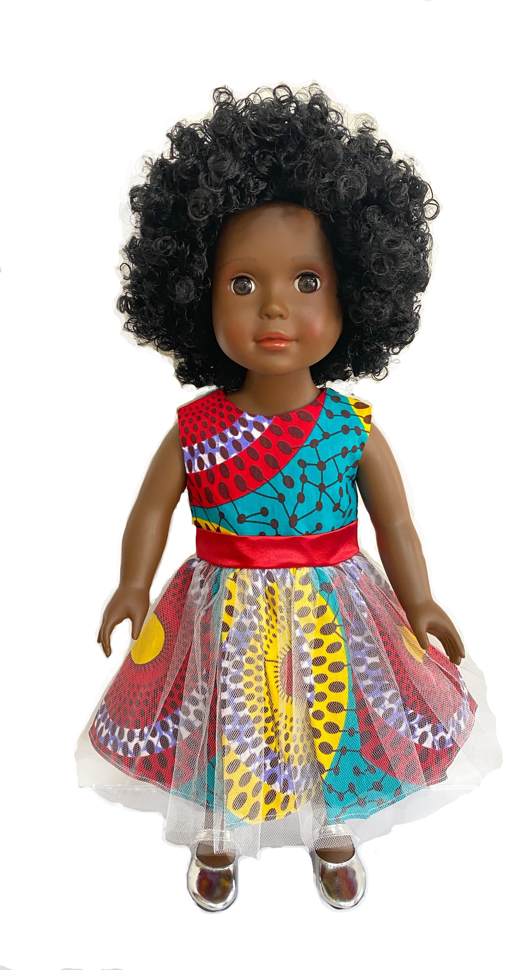 African American Doll Dark Skin World Friends Fibre Crafts 1988 8.5" Black Hair 