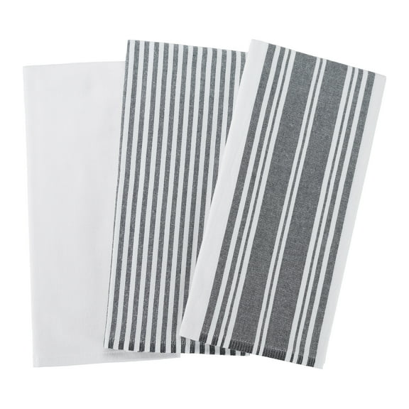 Better Homes & Gardens Rich Black Cotton Woven Dual-Purpose Oversized Kitchen Towels 3 Pack