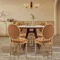 thumbnail image 5 of DONICK French Upholstered Dining Chairs,Farmhouse Round Back Tufted Solid Wood For Kitchen,Restaurant(PU,Orange,Set of 4), 5 of 11