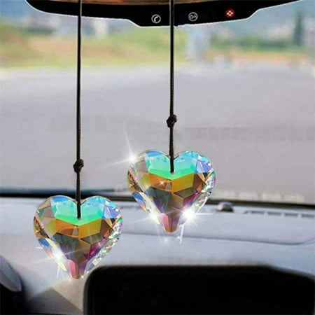 

TFFR Car Hanging Decoration Crystal Peach Heart Pendant Sun Catcher Prism Rainbow Decoration