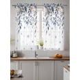 thumbnail image 2 of Christmas Tier Curtains 45 Inch Length,Sheer Curtains for Bedroom Living Room Window Blue Poinsettia Eucalyptus Snowflake Winter Small Half Window Kitchen Curtains & Drapes 27.5"x45" 2 Panels, 2 of 6