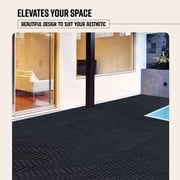 GroundSmart 16 x 16 x 5/8 Gray SmartLoc Herringbone Floor Tile Rubber Patio Paver, 9 Pack