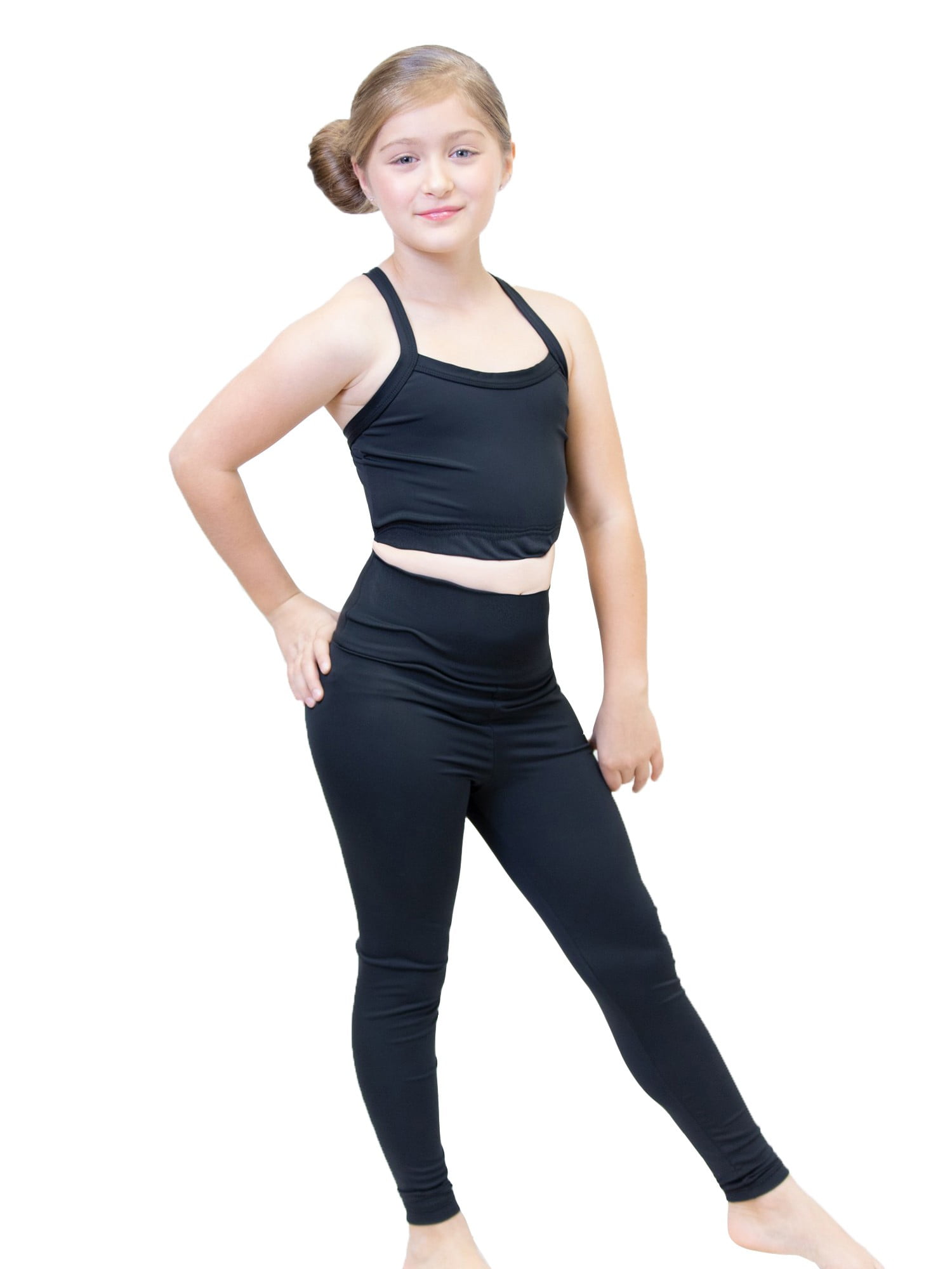 small girl in leggings