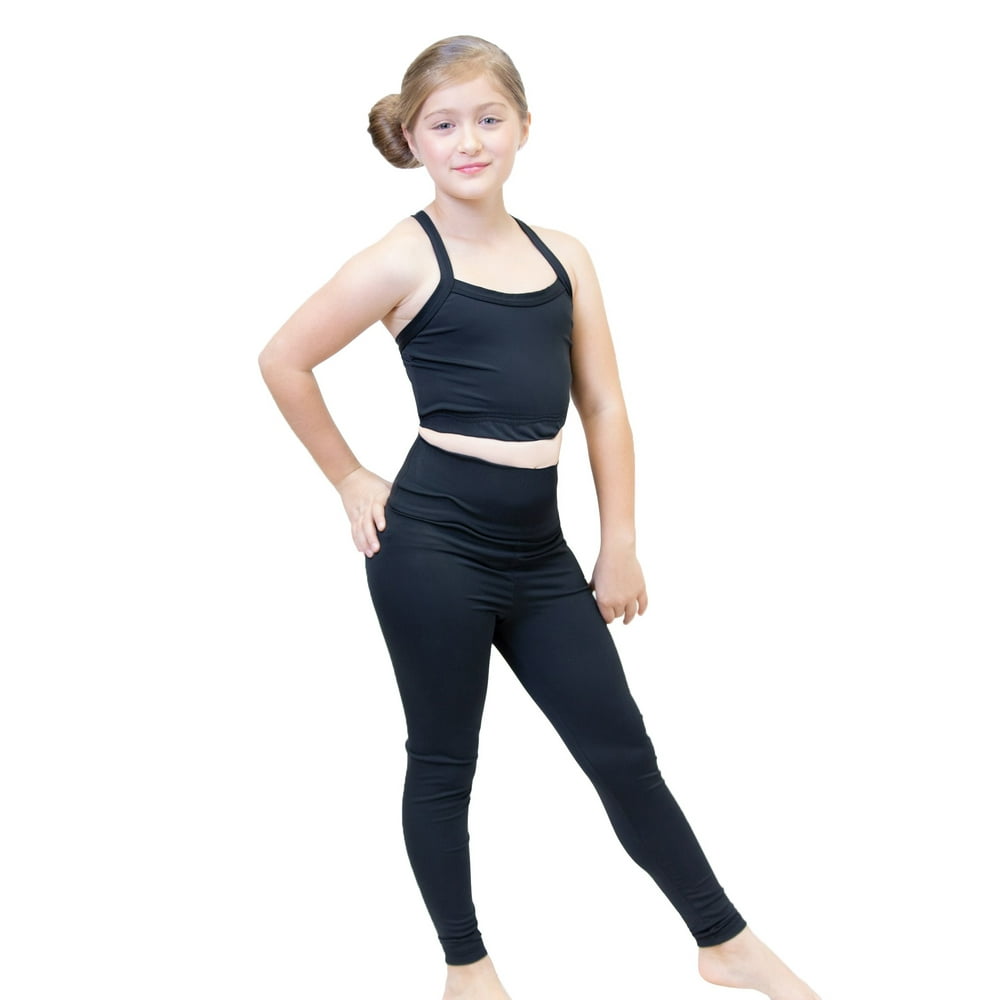 Lexi Luu Lexi Luu Little Girls Black Solid Color Stretchy Dancewear