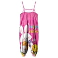 thumbnail image 4 of Ymyiu Girls Pants Romper Girls Jumpsuits Kids Fashion Ruffle Sleeves Crew Neck Rompers Drawstring Overalls with Pockets Size 7-8 Years(Hot Pink, 7-8 Years), 4 of 6