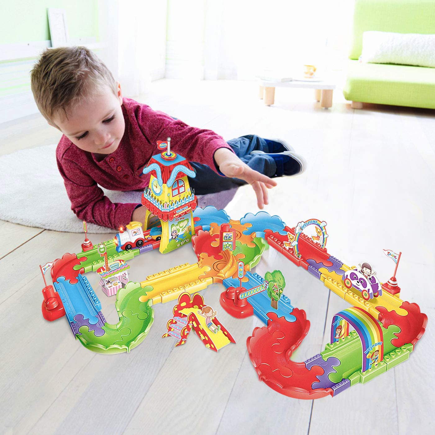 Kids Electric Train Toy Set Playset 189 PCs Gift For 3 4 5 6 Years Old Boy Girl 