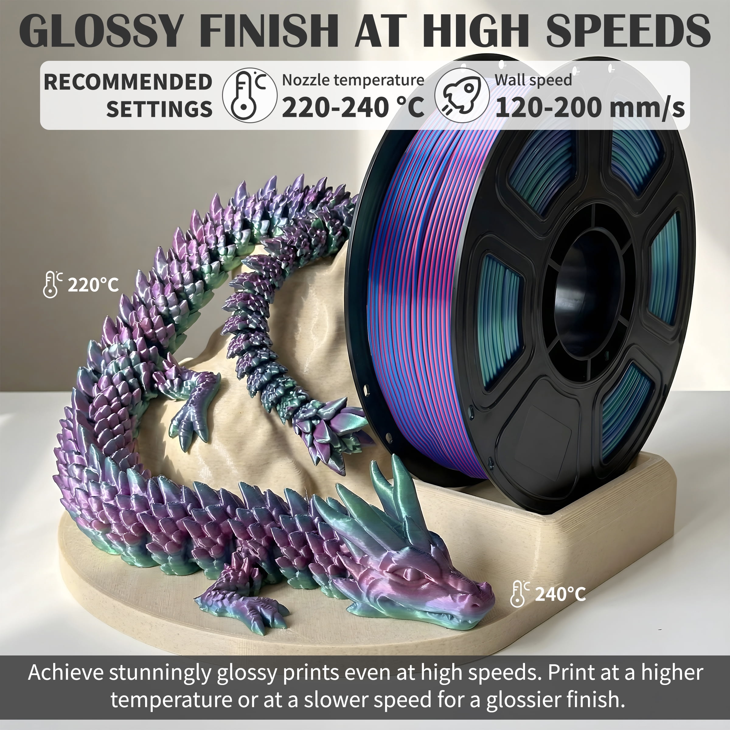 DualFerv PLA Filament 1.75mm, 1KG/2.2lbs PLA 3D Printer Filament, Burnt Titanium