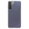 thumbnail image 1 of DistinctInk Clear Shockproof Hybrid Case for Galaxy S21+ PLUS 5G (6.7" Screen) - TPU Bumper, Acrylic Back, Tempered Glass Screen Protector - Dark Grey Faux Leather Print Design - Faux Leather, 1 of 2