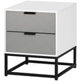 thumbnail image 1 of HOMCOM Bedside Table with 2 Drawer Storage Unit, Unique Shape Nightstand with Metal Base for Bedroom, 1 of 10