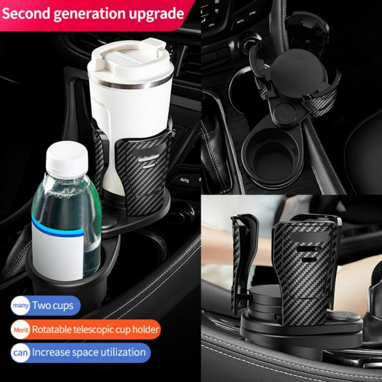2 in 1 Multifunctional Car Cup Holder and 2 Car Cup Holder Coaster, Vehicle  Mounted Water Cup Drink Holder Universal Adapter with 360 Degree Rotatable