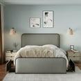 thumbnail image 3 of Modern Metal Bed Frame with 4 Storage Drawers, King Size Platform Bed with Curved Upholstered Headboard and Footboard, Heavy Duty Metal Slats, Grey, 3 of 7