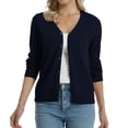 thumbnail image 5 of QUALFORT Women's 100% Cotton Lightweight Button-Front Cardigan Sweater, V-Neck Long Sleeve Knit,Navy XL, 5 of 8