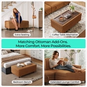 LINSY HOME 7 Seaters Modular Sectional Sofa, Plush Corduroy Sectional Couches, Sleeper Sofa with Pull Out Bed for Living Room, Brown