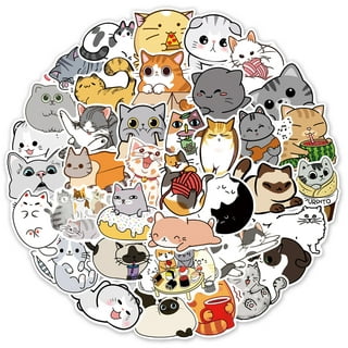 Cute Cat Stickers for Water Bottles, 50 Pcs/Pack Vinyl Waterproof Cats Pack  Lapt