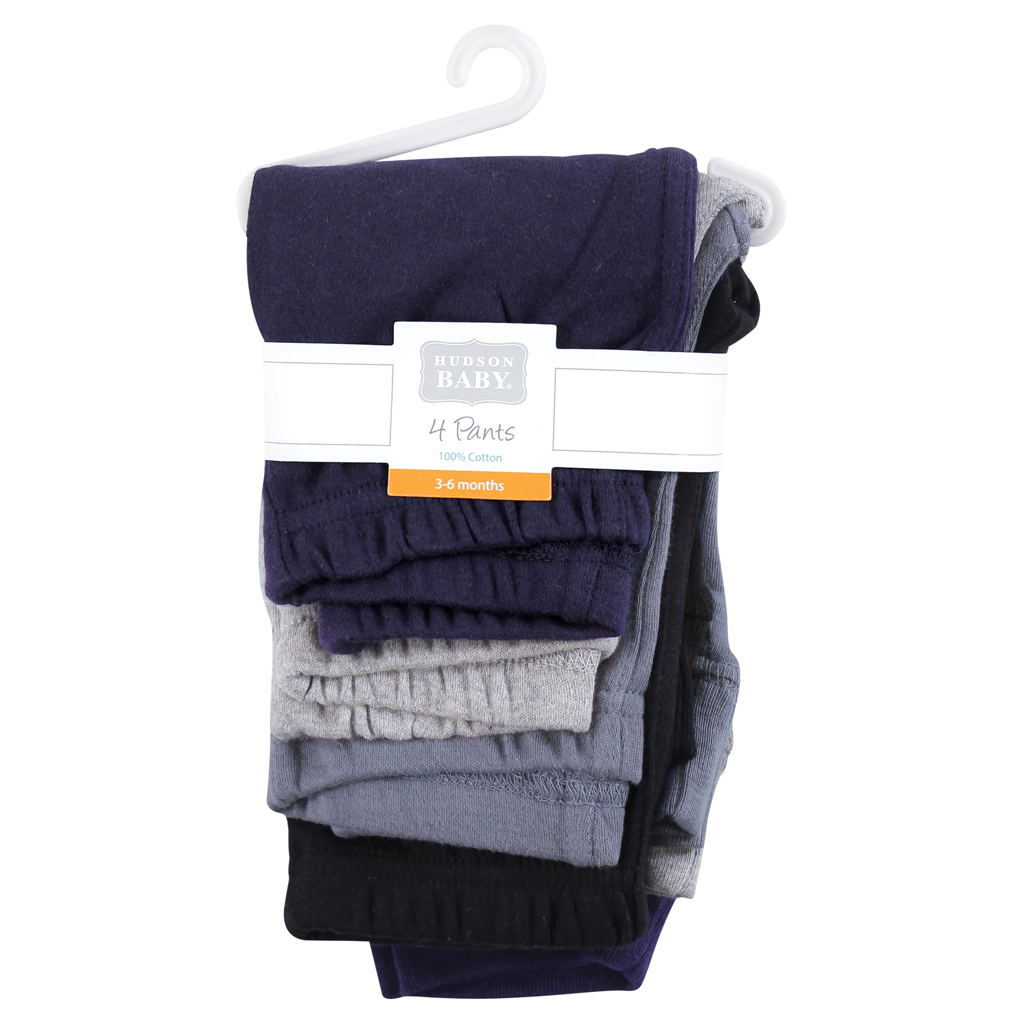 Hudson Baby Boys Cotton Pants and Leggings, Navy Gray Black, 18-24 Months