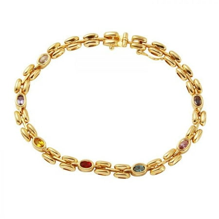 Foreli 14K Yellow Gold Bracelet With Created Ruby, Created Sapphire Cubic Zirconia