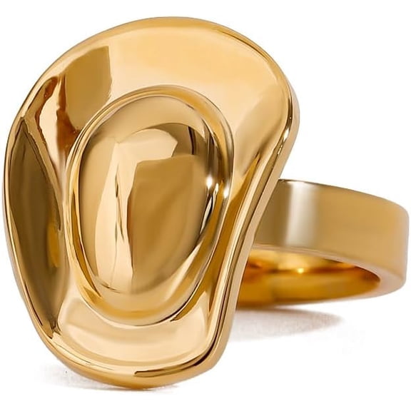 Country Concert Cowboy Hat Rings For Women Men 14k Gold Plated Fashion Western Boho Rodeo Cowgirl Finger Band Stacking Knuckle Comfort Fit Ring Unique Trendy Statement Jewelry Gifts Birthday