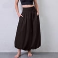 thumbnail image 5 of Women's Bubble Long Skirt Elastic Waist A-Line Pleated Ruffle Flowy Balloon Maxi Skirts with Pockets, 5 of 8