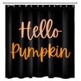 thumbnail image 2 of HVEST Hello Pumpkin Shower Curtain for Autumn Bathroom Decor with Hooks, 69x70 Inch Fall Harvest Theme Romantic Words Design on Black Backdrop, Waterproof Thanksgiving Polyester Fabric Shower Curtains, 2 of 6
