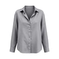 thumbnail image 5 of Bixock Women Button Down Shirts Long Sleeve Tops V Neck Casual Blouse Going Out Tops Soft Comfortable Work Office Daily Wear Fall/Winter Women Clothes, 5 of 6