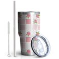 thumbnail image 2 of 30oz Pioneer Flower Floral Print Pattern Tumbler, Double Wall Vacuum Insulated Cup, BPA-Free Leak Proof Lid & Reusable Straws, Hot 12h, Cold 34h, 2 of 6