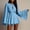 *Blue, variant on ClodeEU Women's Long Sleeve Crewneck A Line Dress with Adjustable Waist ,Solid Color Casual Summer Mini Dress Black,Women's Plus L