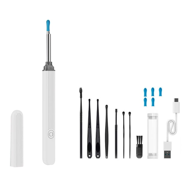 Selección de orejas Removedor de cera de oído visual con cuchara para oído con endoscopio, selección de oreja de silicona, aplicación para teléfono, conexión WiFi, herramienta de eliminación de cera d