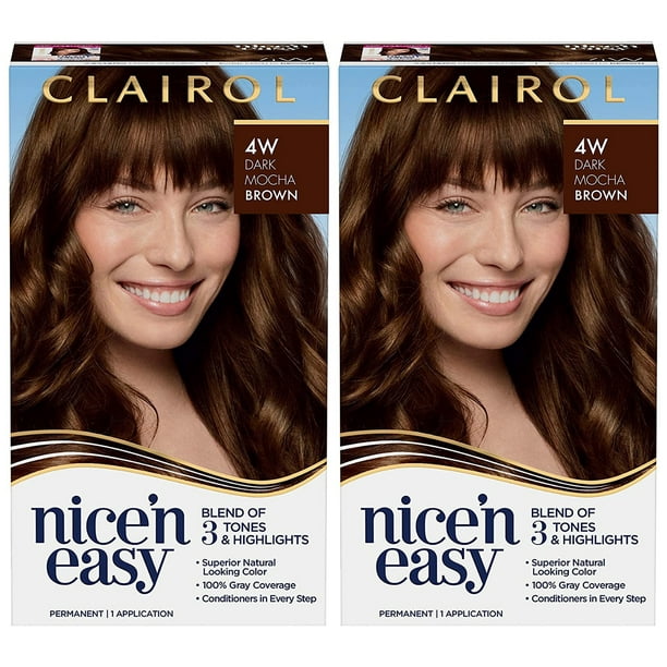 Pack of (2) Clairol Nicen Easy Permanent Hair Dye, 4W Dark Mocha Brown Hair  Color 