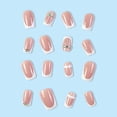 thumbnail image 4 of FCOGIN Medium Square, 24 Pieces, Pink, White, Lines, Rhinestone, Acrylic False Nail, Press on Nail, 4 of 5