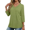 thumbnail image 5 of Women's Casual Solid Color Pleated Short Sleeve V-Neck Blouse for Spring and Summer, 5 of 8