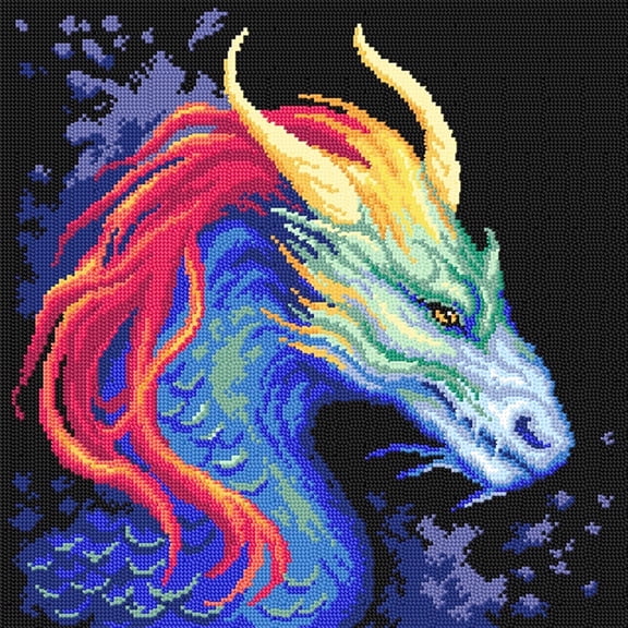 Wizardi Needlepoint Canvas for halfstitch Without Yarn A Dragon 3574L Orchidea