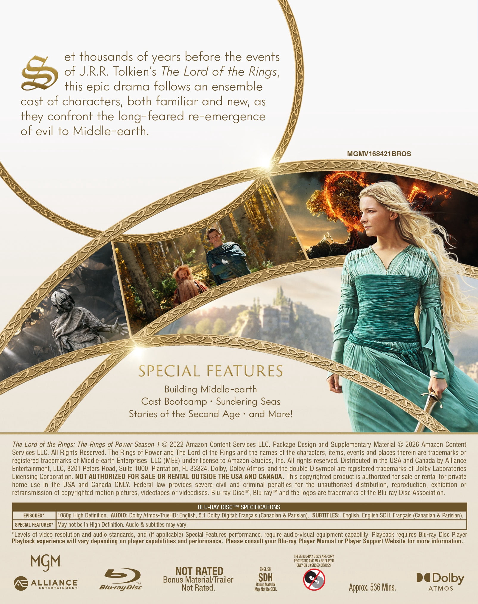 Lord of the Rings: Rings of Power: Season One (Blu-ray) Amazon/MGM Studios, Science Fiction & Fantasy