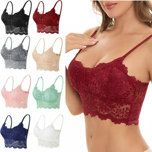 Pisexur Lace Bralettes for Women Bralette Padded Lace Bandeau Bra
