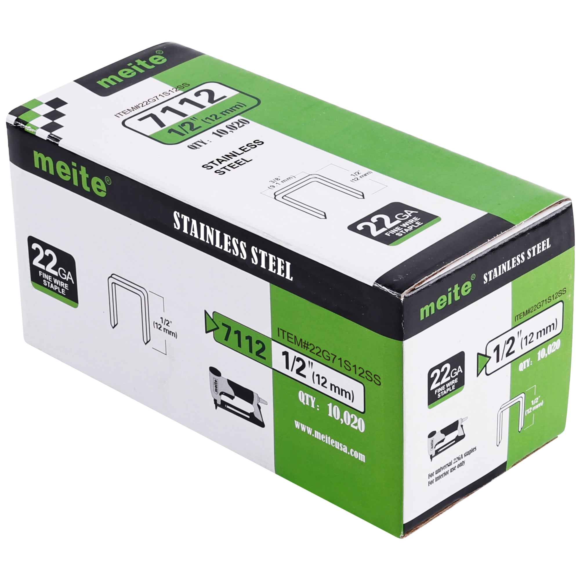 Eite 22 Gauge 3/8-inch Crown 304 Stainless Steel Staples With 1/4-inch