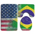 thumbnail image 1 of ABPHQTO Banderas americanas y brasileñas Juego de alfombras de baño de 3 piezas Alfombra de baño Alfombra de contorno y tapa de inodoro ABPHQTO  Cont-CHAPPLE-19841, 1 of 2
